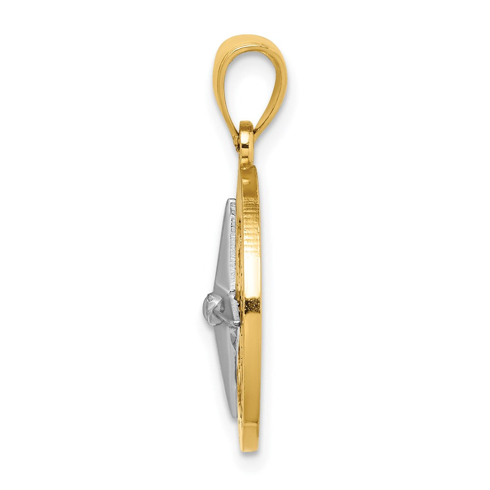 14K Nautical Compass w/White Gold Needle Charm