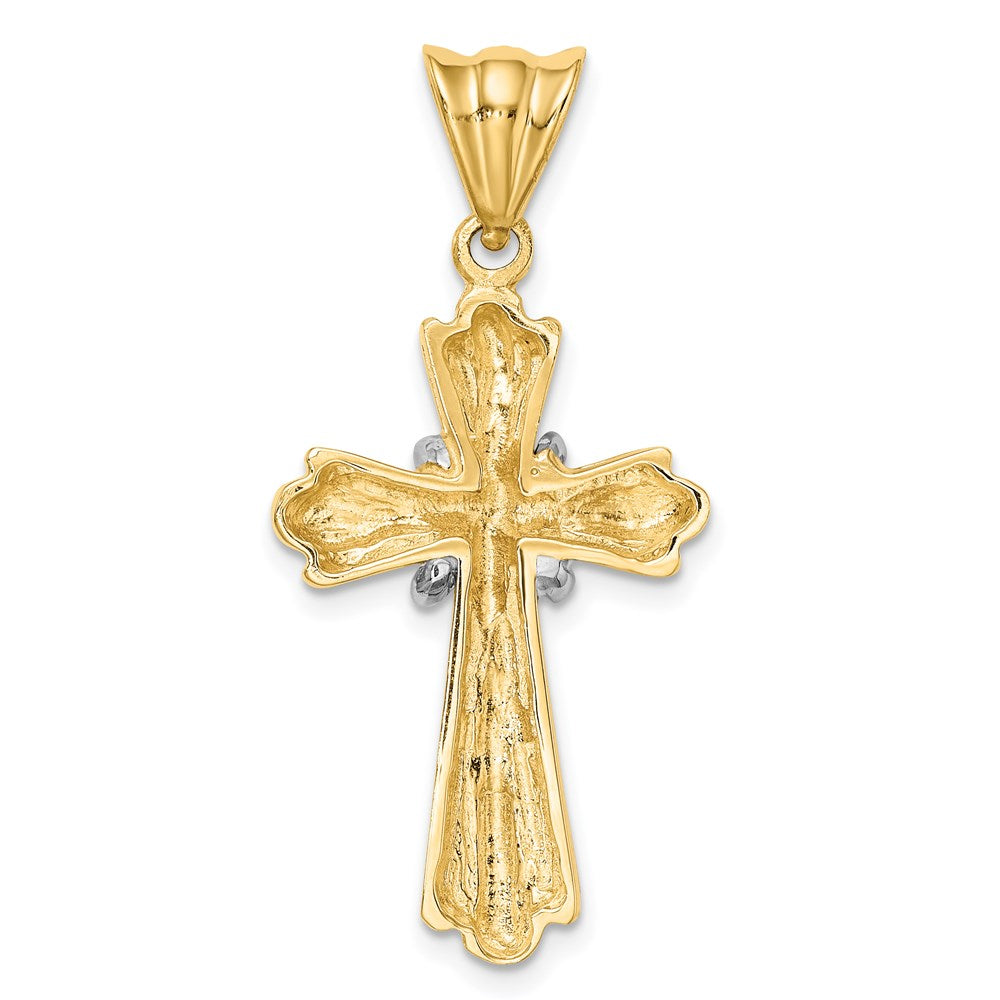 14K Two-Tone Polished Cross X Center Design Charm