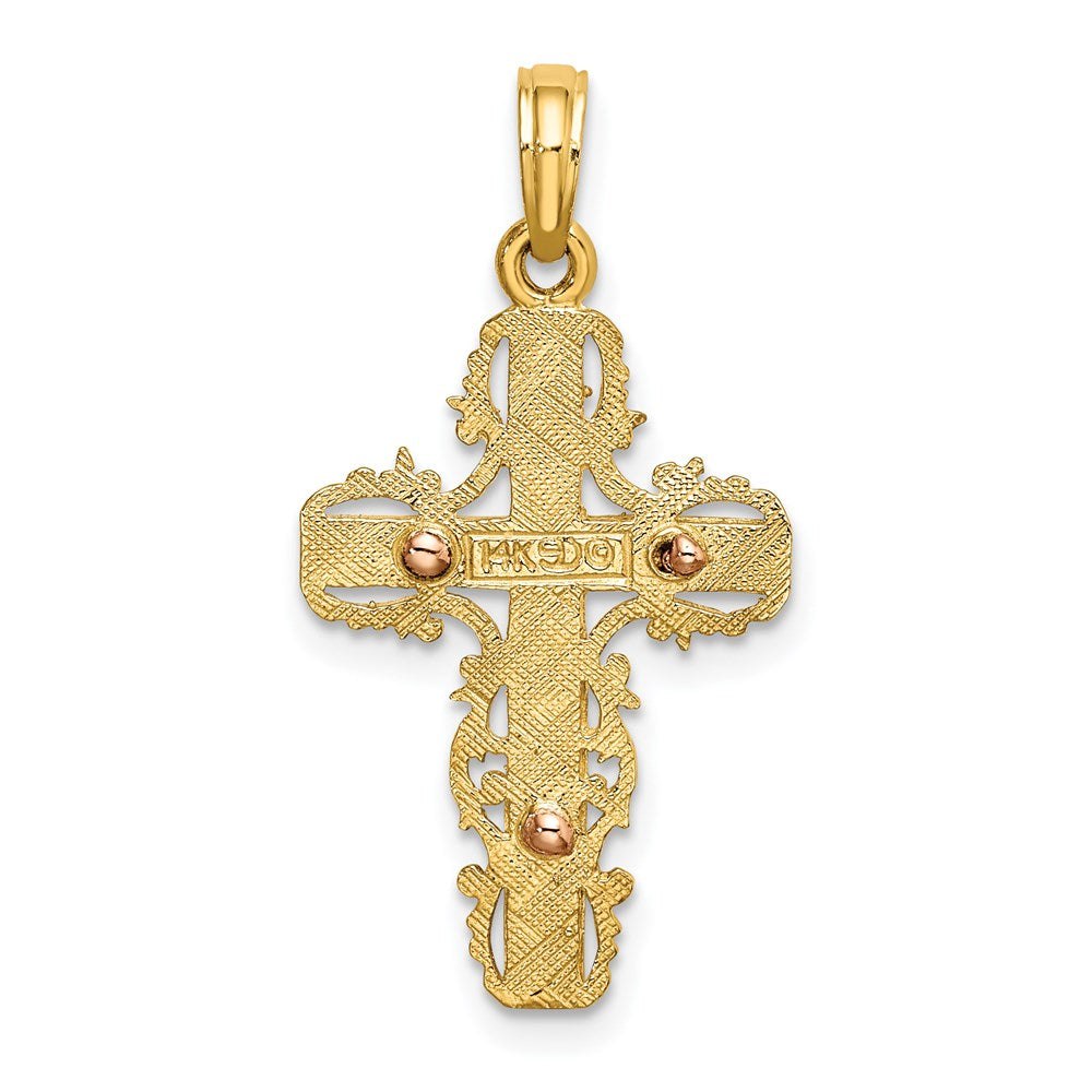 14K Two-Tone w/ Lace Trim Cross Charm