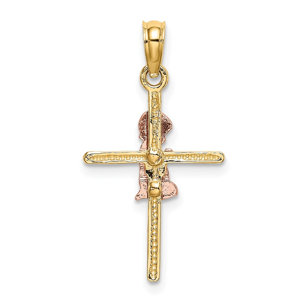 14K Two-Tone 2-D Boy On Cross Charm