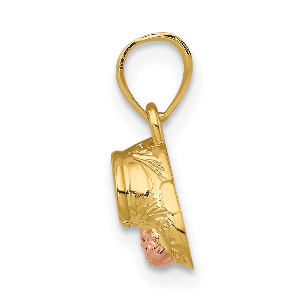 14k 3D Two-Tone Baby Booties w/ Teddy Bear Charm