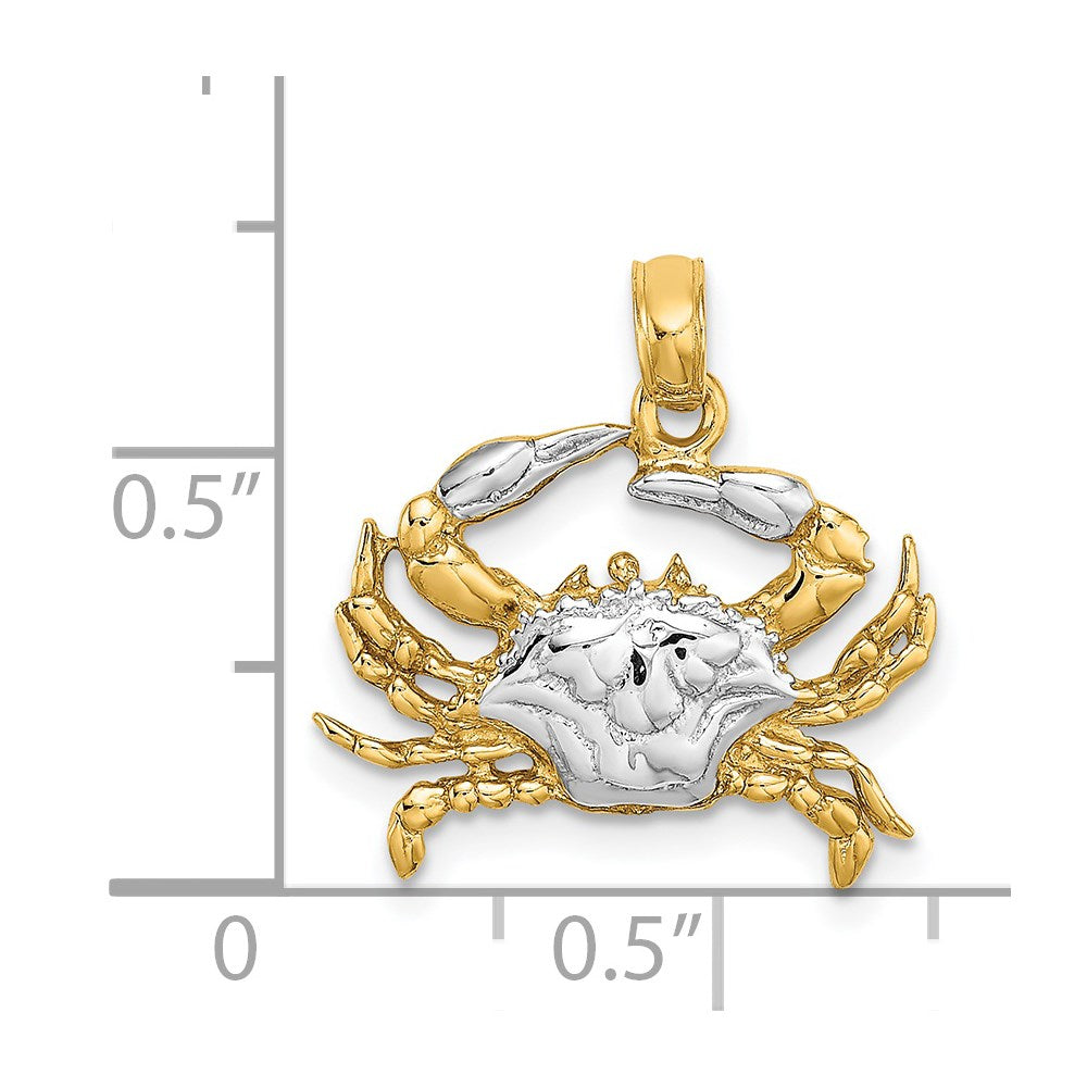 14k with White Rhodium Charm Blue Crab Charm