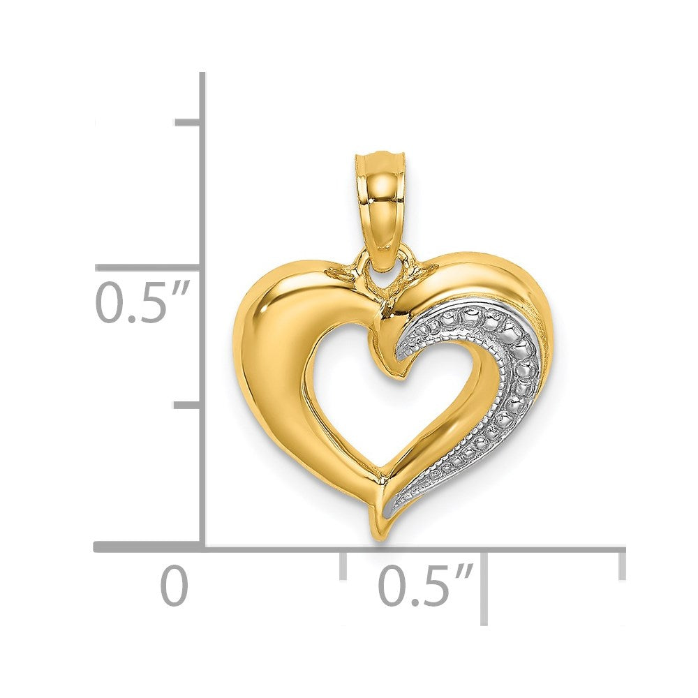 14k w/ RH Polished and Textured Heart Charm