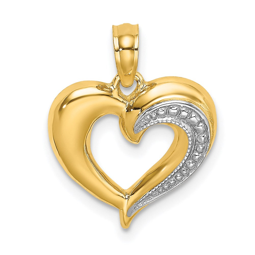 14k w/ RH Polished and Textured Heart Charm
