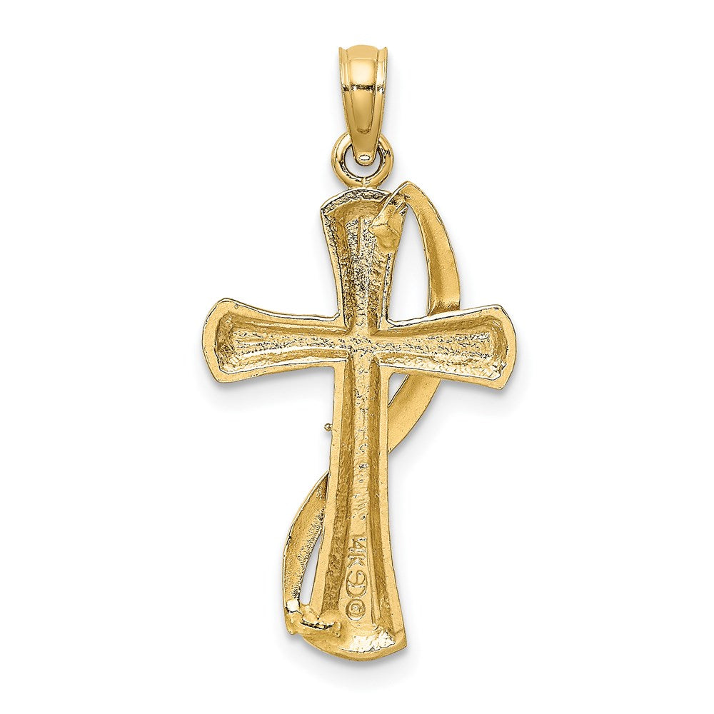 14K w/Rhodium Cross w/Drape Charm