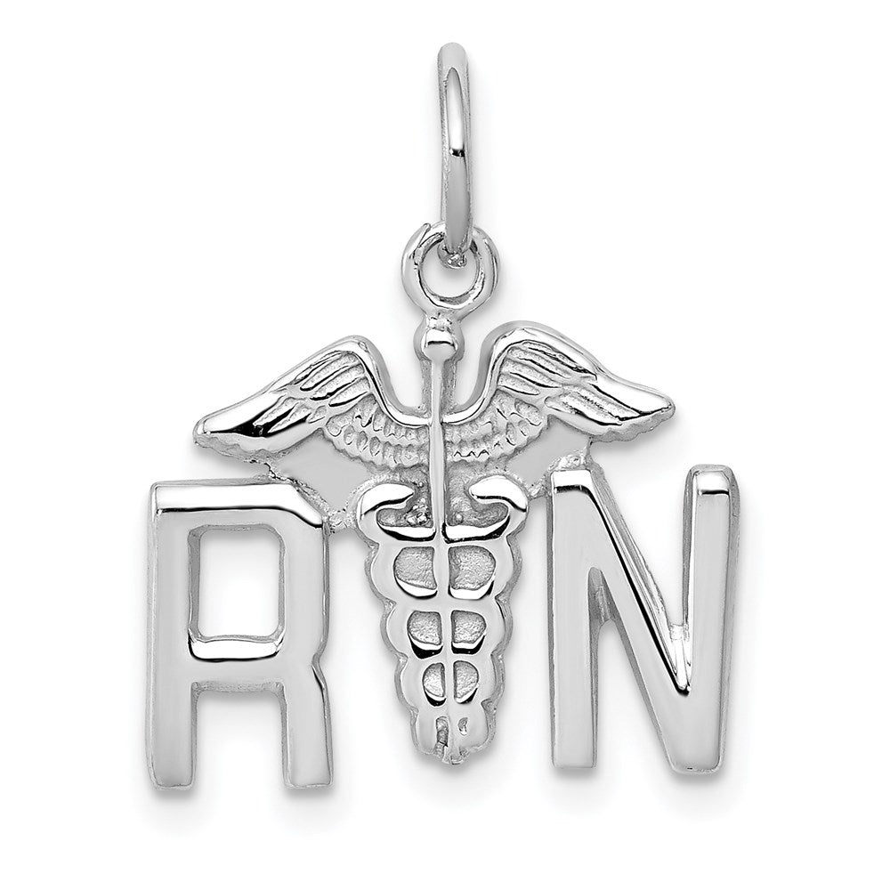 14k White Gold RN Charm