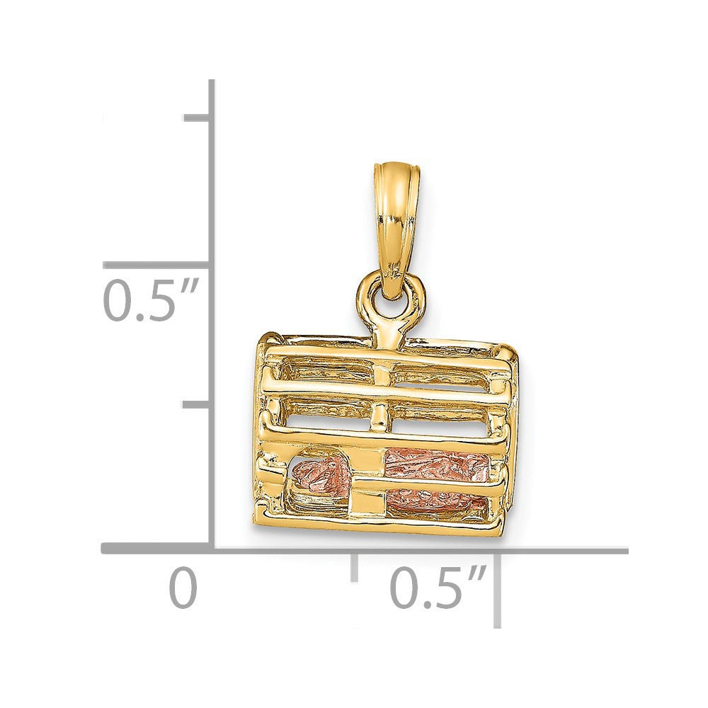 14K Two-Tone Moveable 3-D Lobster(Pink)In Trap