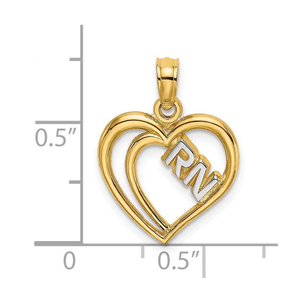14k w/Rhodium RN Inside Double Hearts Charm