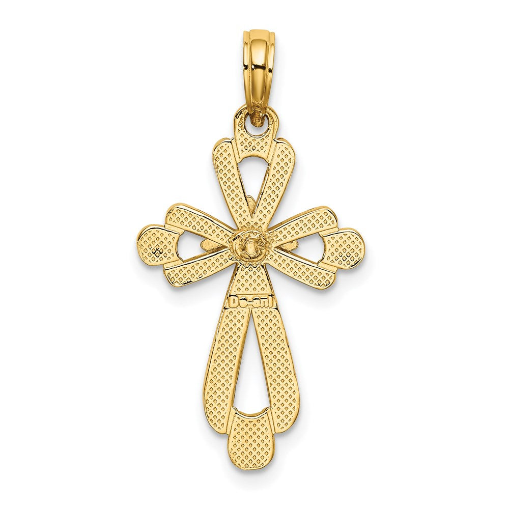 14K W/ Rhodium Polished Fancy Cross Charm