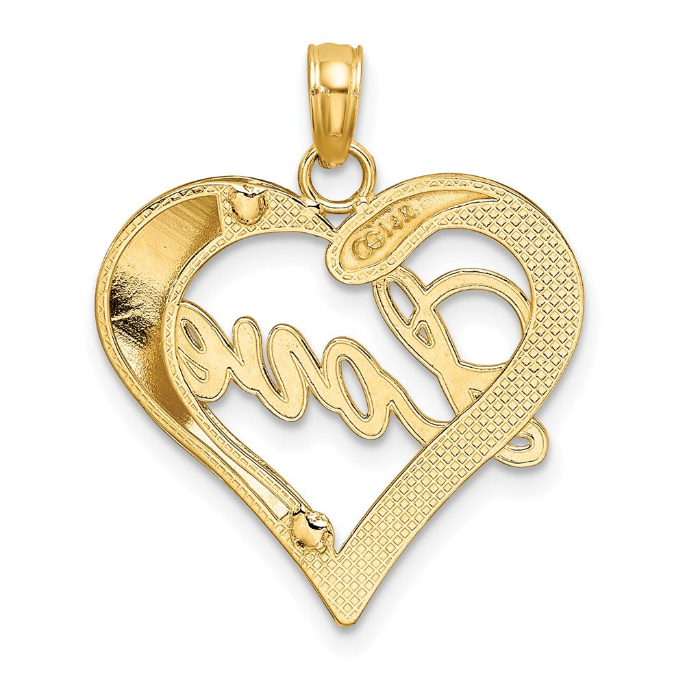 14k with White Rhodium Heart Diamond-cut LOVE Charm