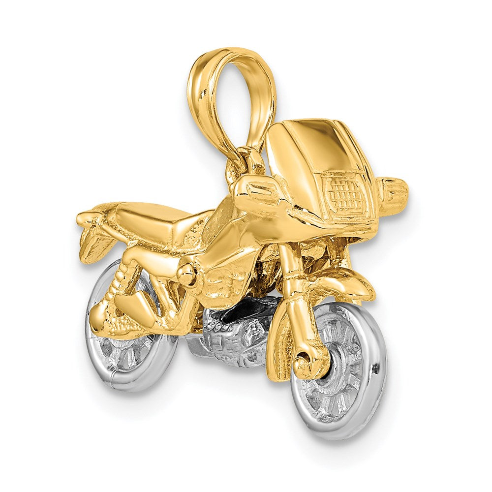 14k Two-tone 3-D Moveable Motorcycle Charm