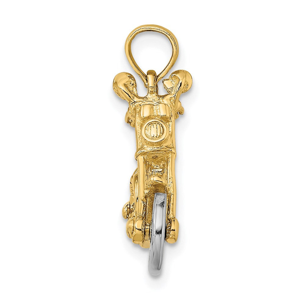 14k Two-tone 3-D Moveable Motorcycle Charm