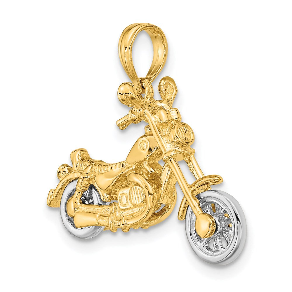 14k Two-tone 3-D Moveable Motorcycle Charm