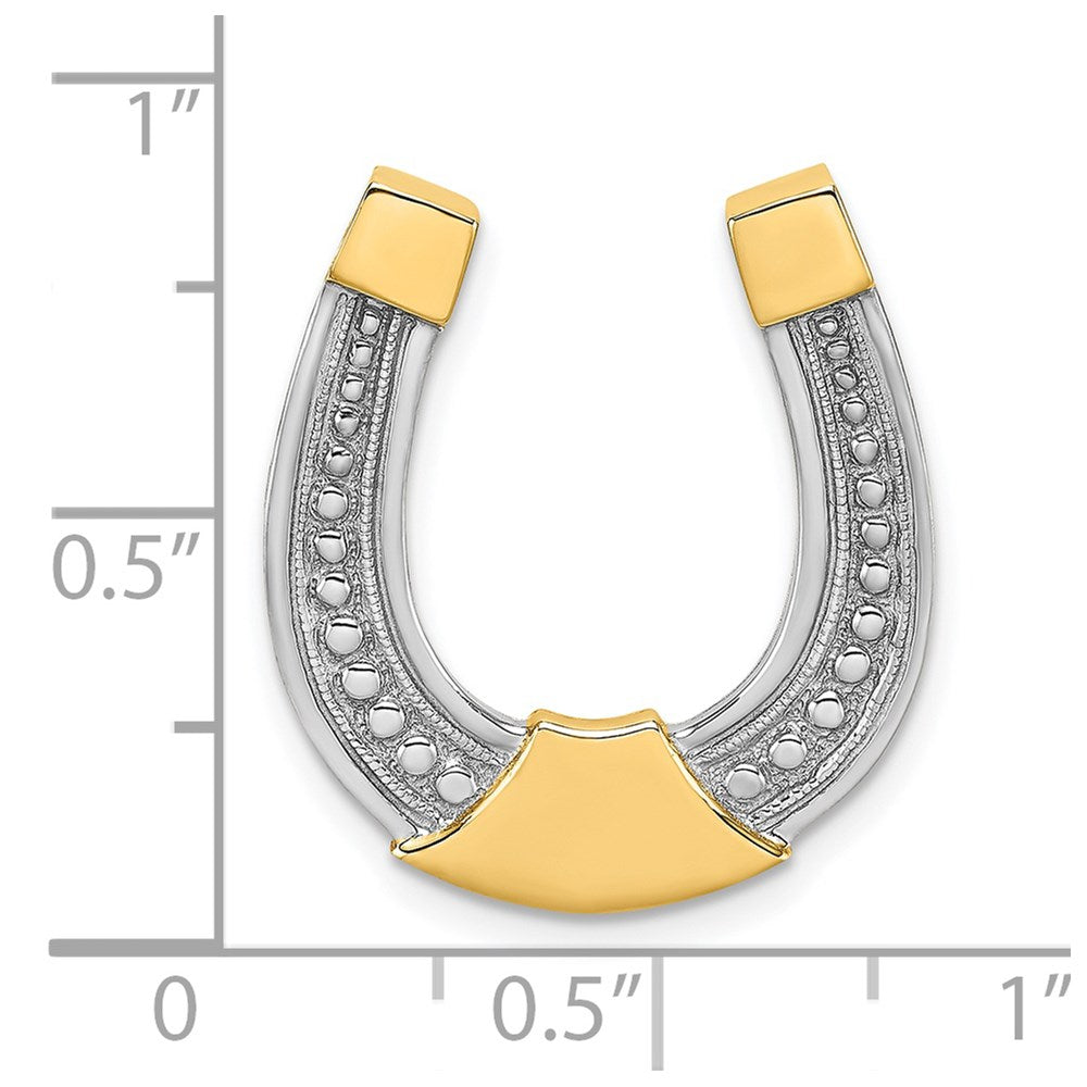 14k w/ Rhodium Horseshoe Chain Slide Charm