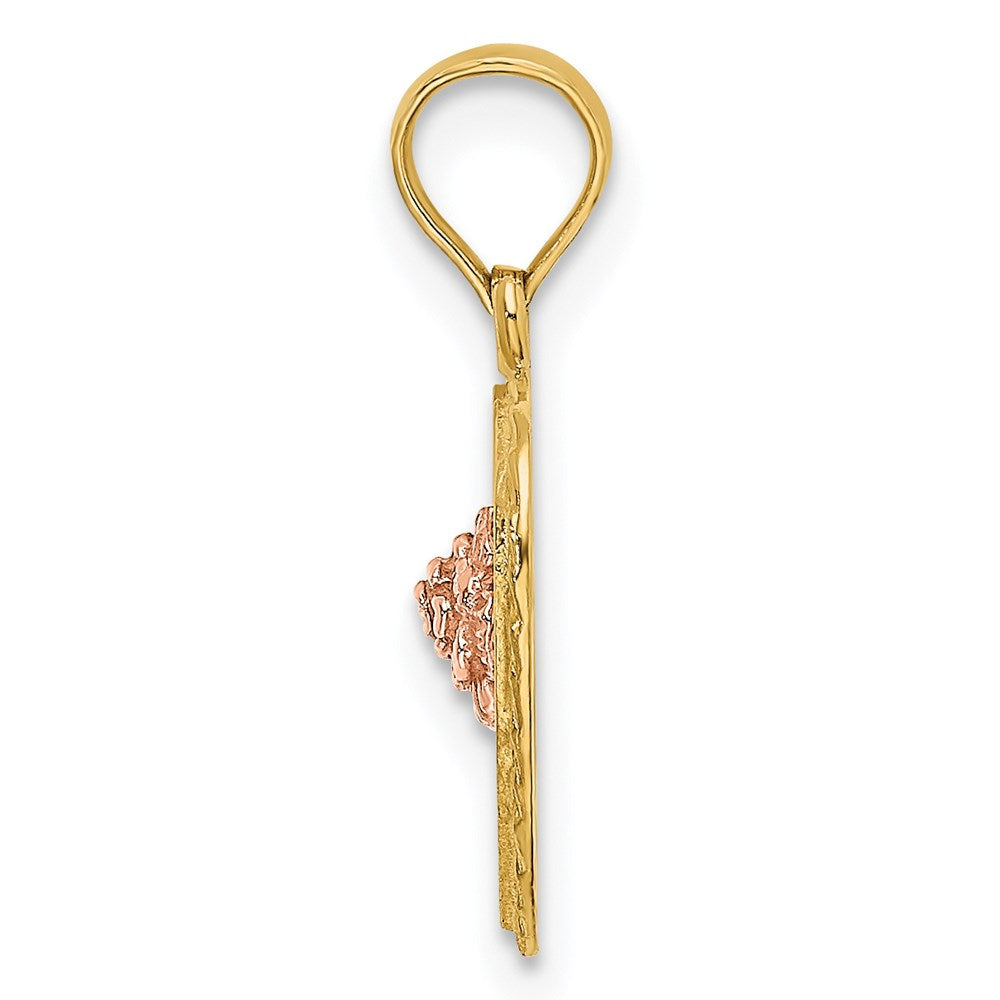 14k Two-Tone Heart w/ Flower Inside Charm