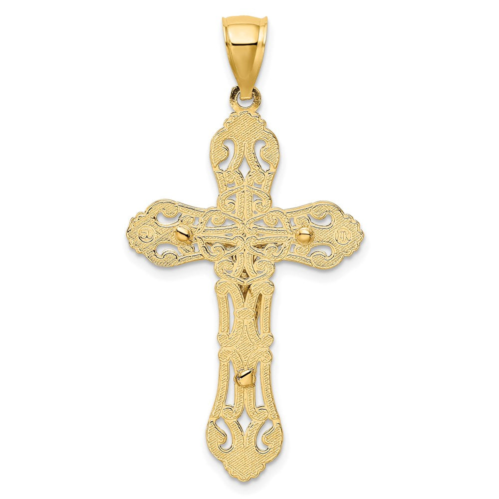 14K Two-tone Crucifix W/ Scrolled Tips Charm