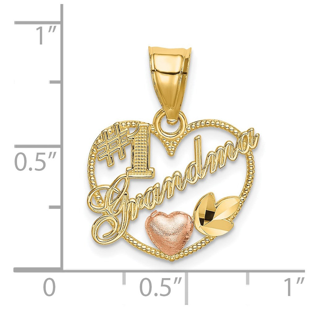 14k Two-Tone #1 GRANDMA In Heart Frame Charm