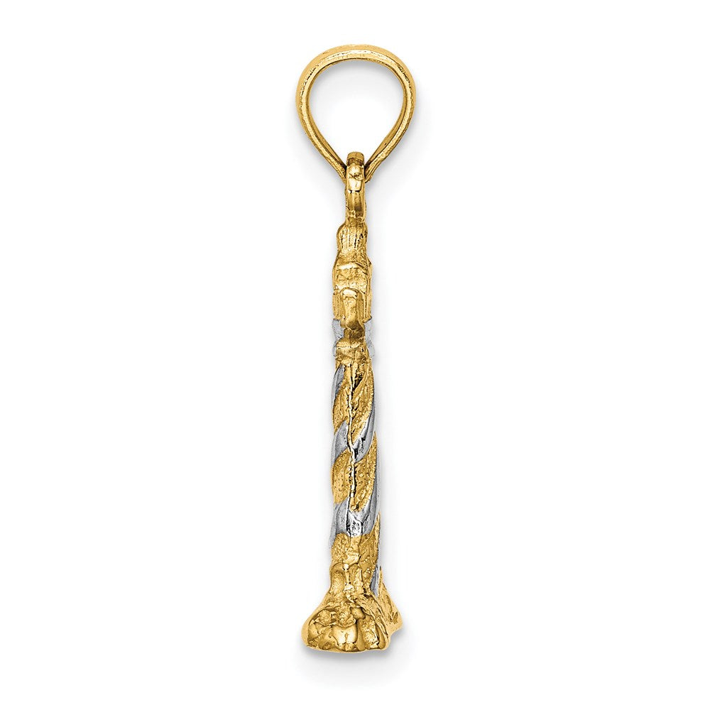 14K W/Rhodium 3-D Lighthouse Charm