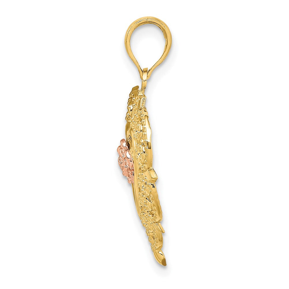 14k Rose and Yellow Gold Flower and Heart Charm