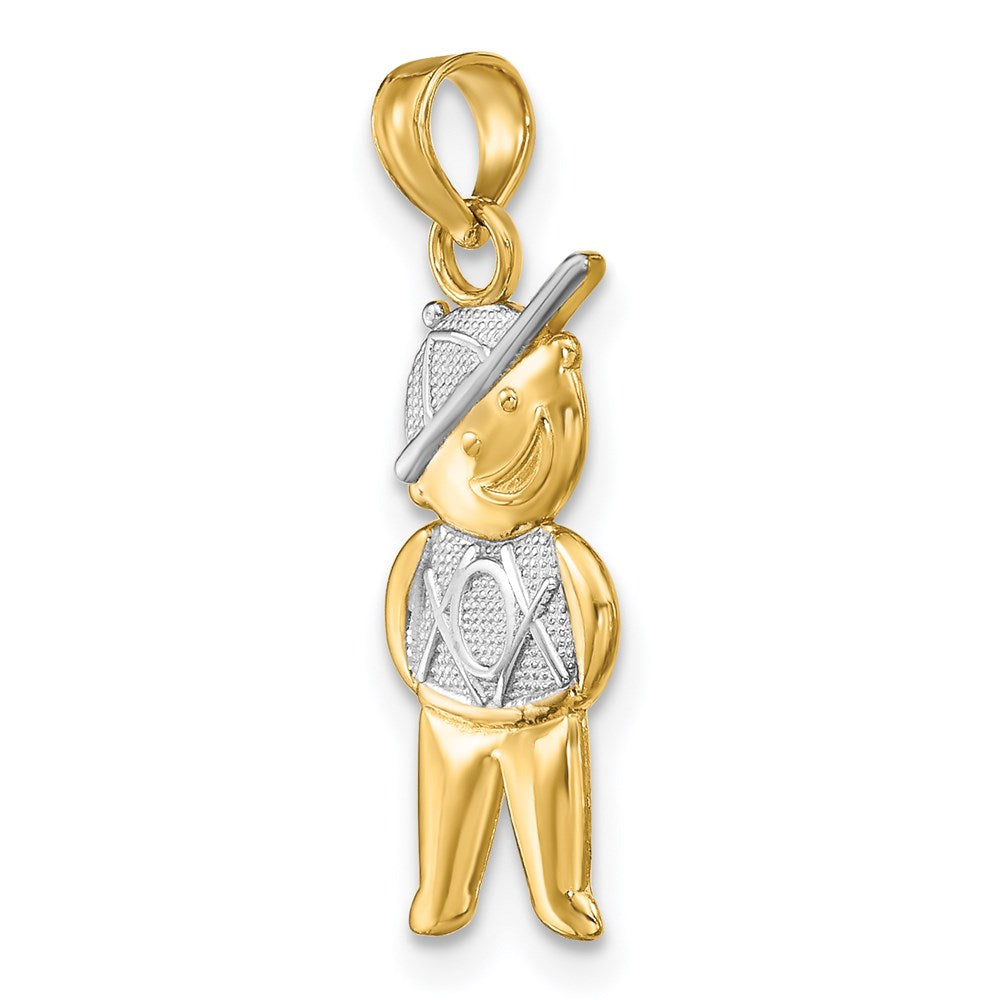 14K Textured w/Rhodium Boy Charm