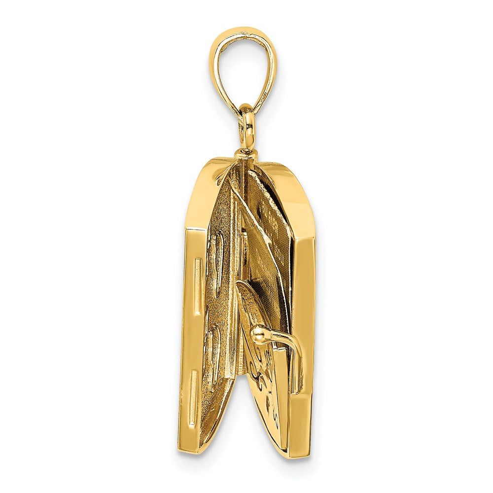 14K w/Rhodium 3-D Footprints Book W/ Prayer Inside Charm