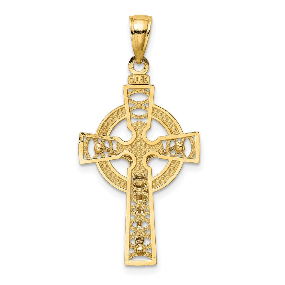 14k Two-tone Celtic Crucifix w/ Eternity Circle Charm