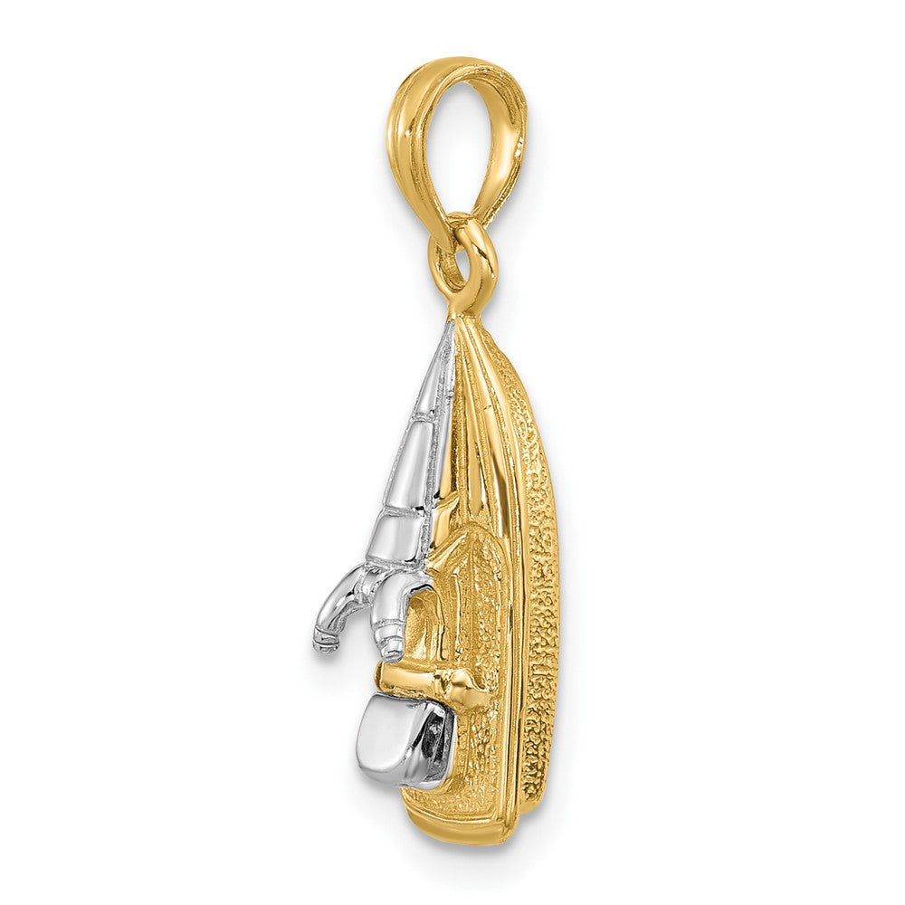 14K w/Rhodium 3-D Wave Runner W/ Moveable Seat Charm