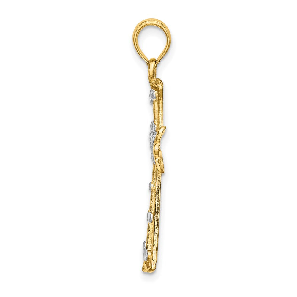 14K w/Rhodium D/C Cross Charm