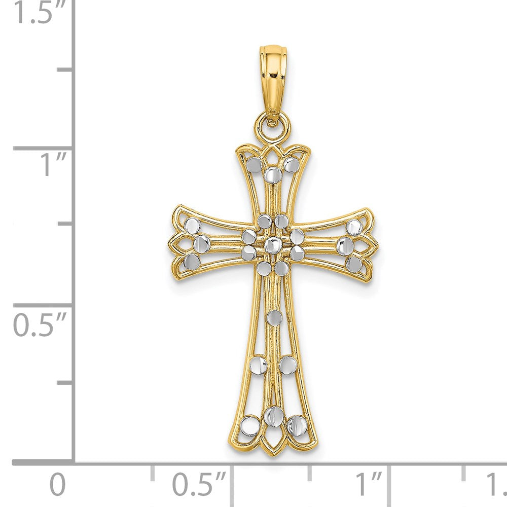 14K w/Rhodium D/C Cross Charm