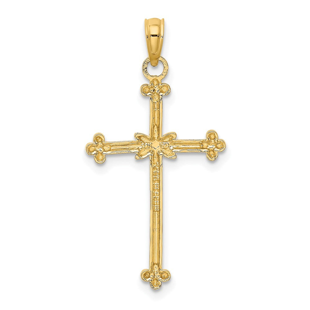 14k w/ Rhodium Thin D/C Cross Charm
