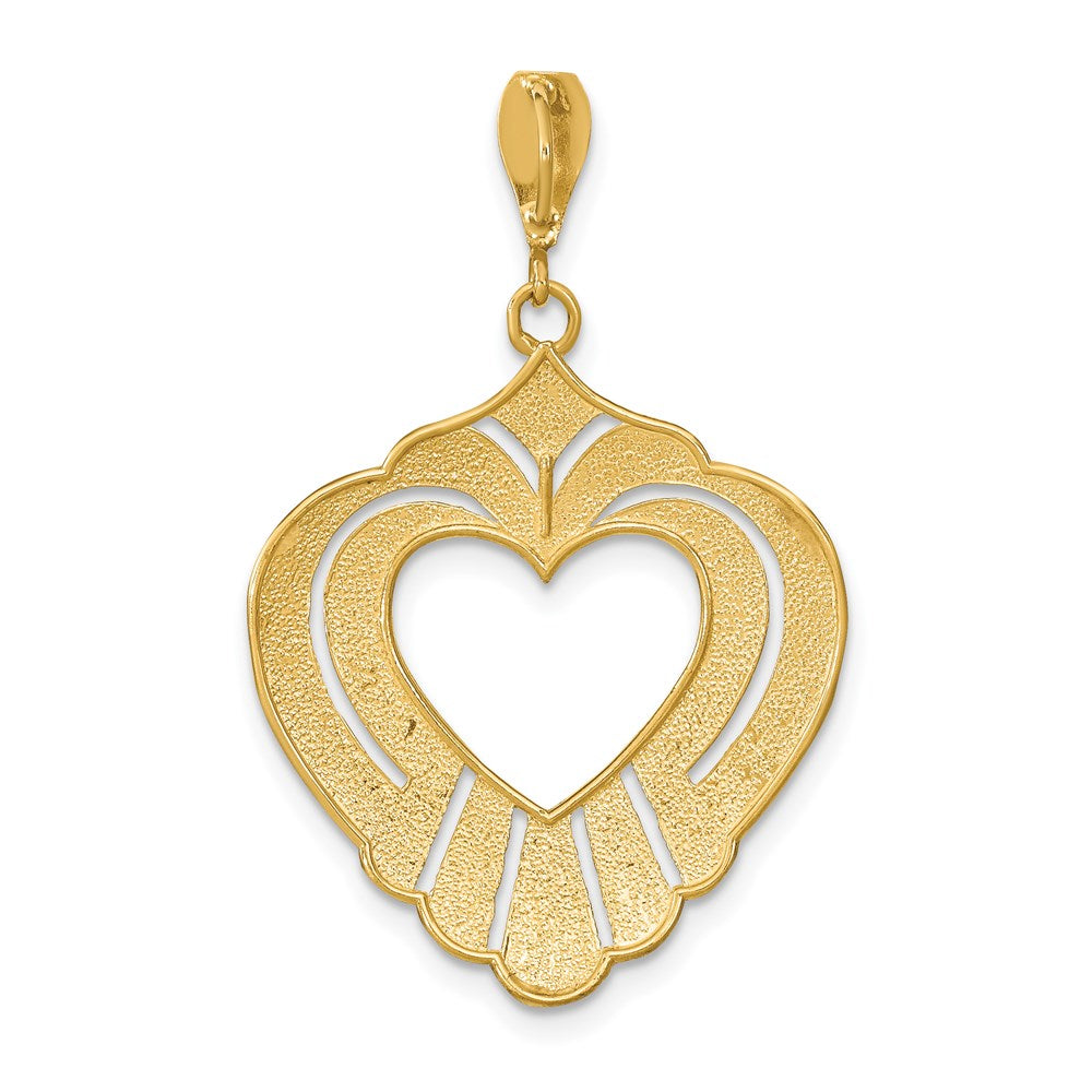 14k w/Rhodium Cut-Out Heart Charm