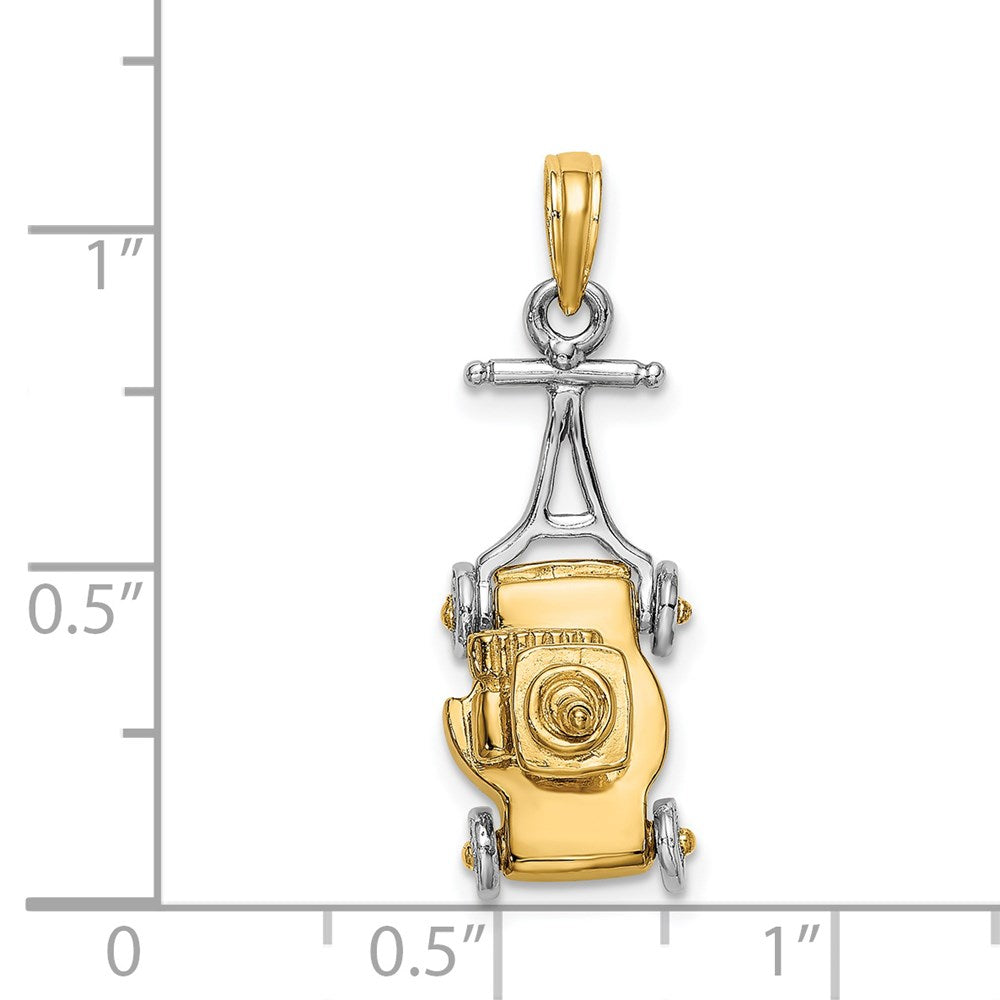 14k Two-tone 3-D Lawn Mower Charm