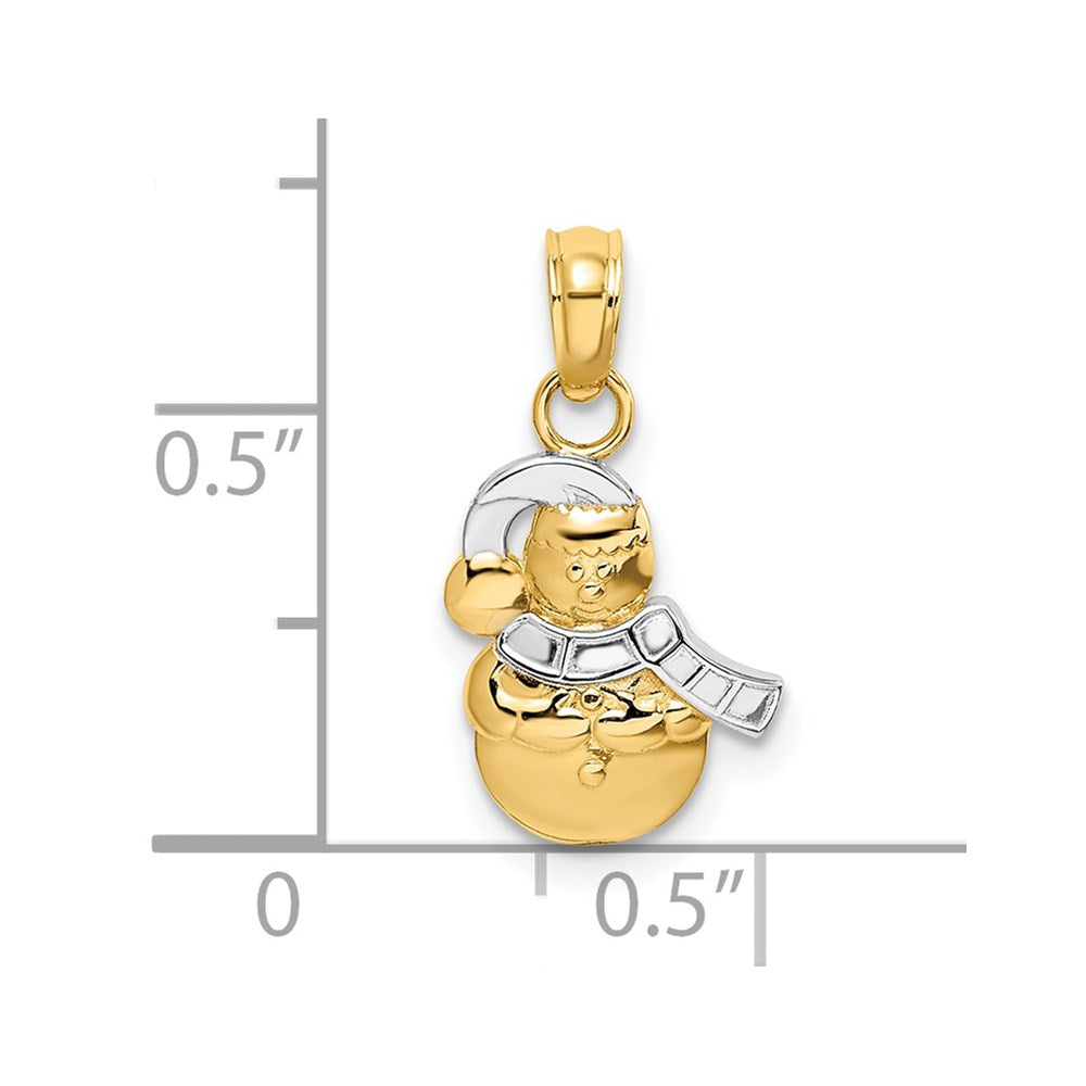 14k w/Rhodium Snowman Charm