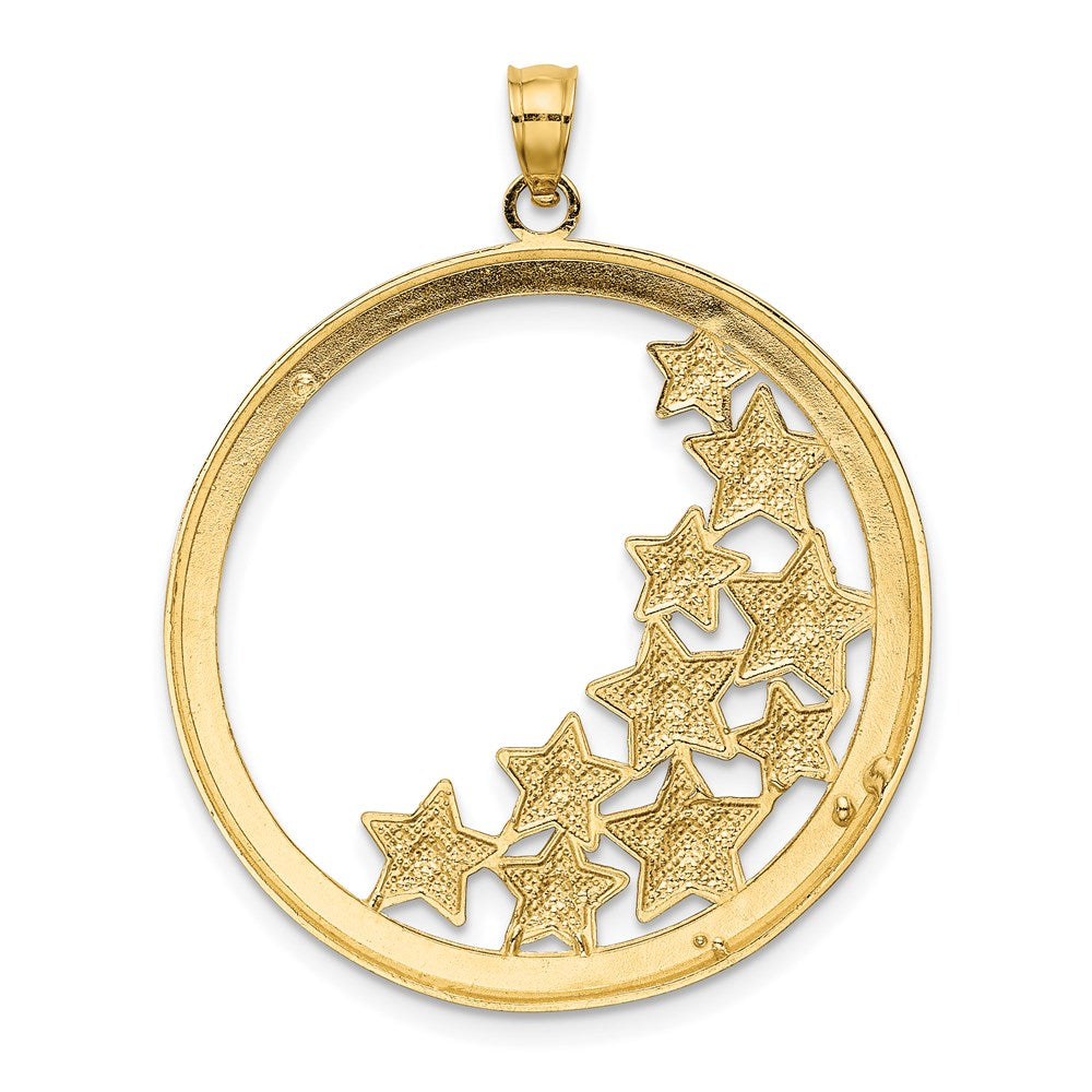 14k w/Rhodium Stars in Round Frame Charm