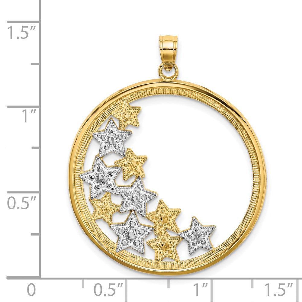 14k w/Rhodium Stars in Round Frame Charm