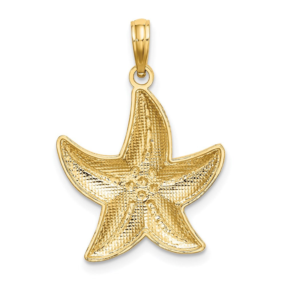 14K Rhodium Diamond-cut Small Starfish Charm