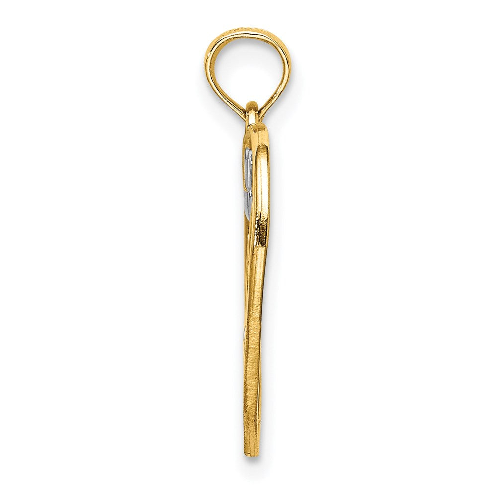 14k w/Rhodium LOVE w/Hearts Pendant