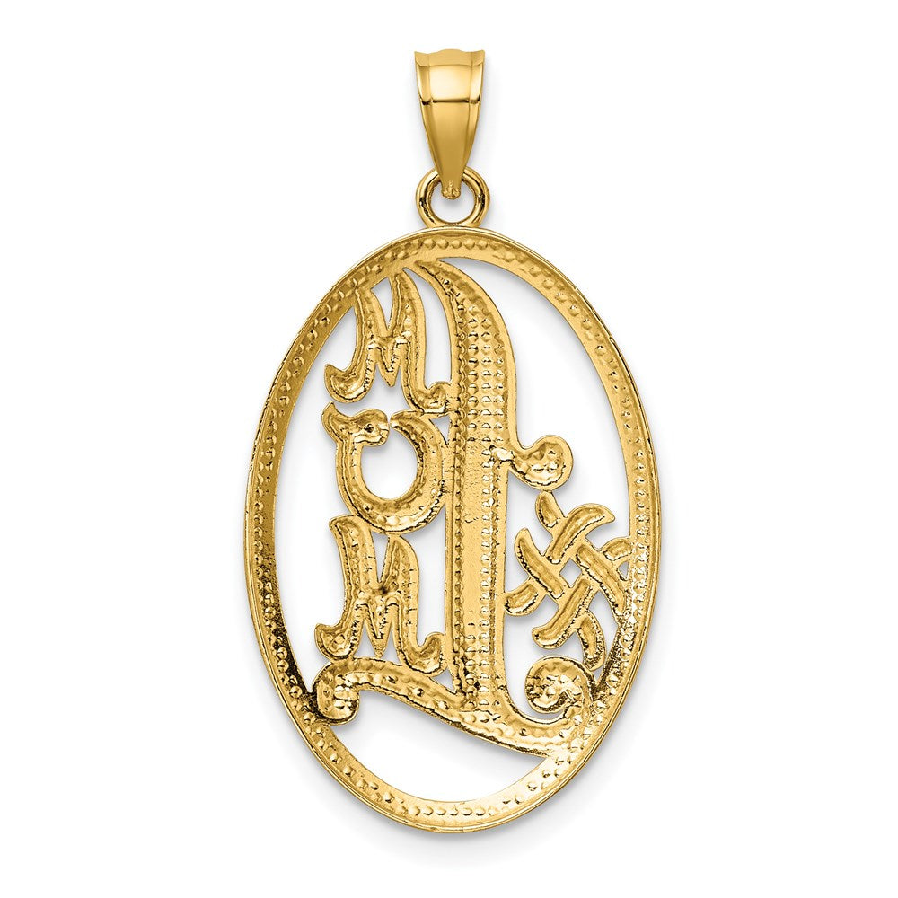 14k w/ Rhodium #1 MOM Oval Charm