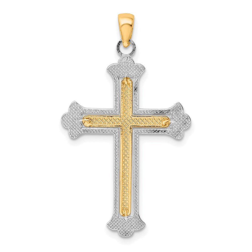 14K Two-tone Polished Cross Charm