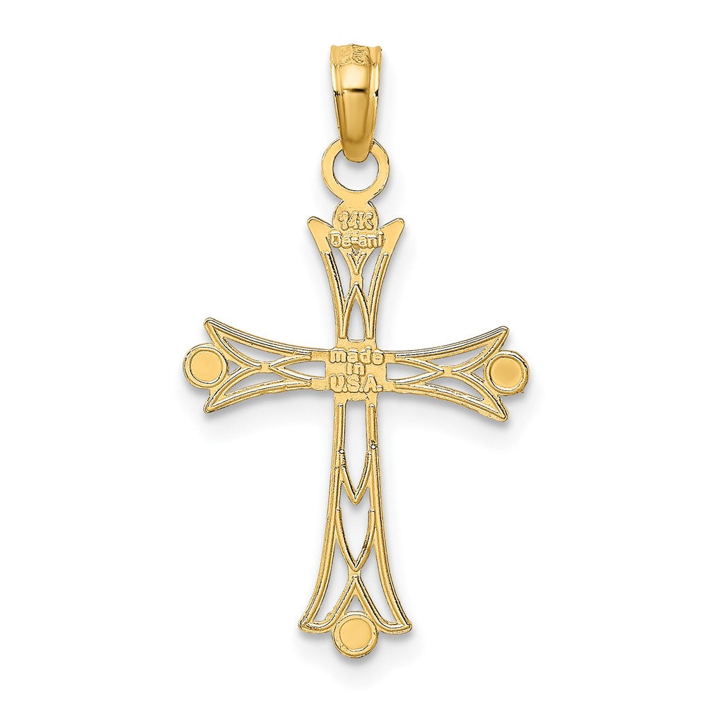 14K W/ Rhodium Textured Cross Charm