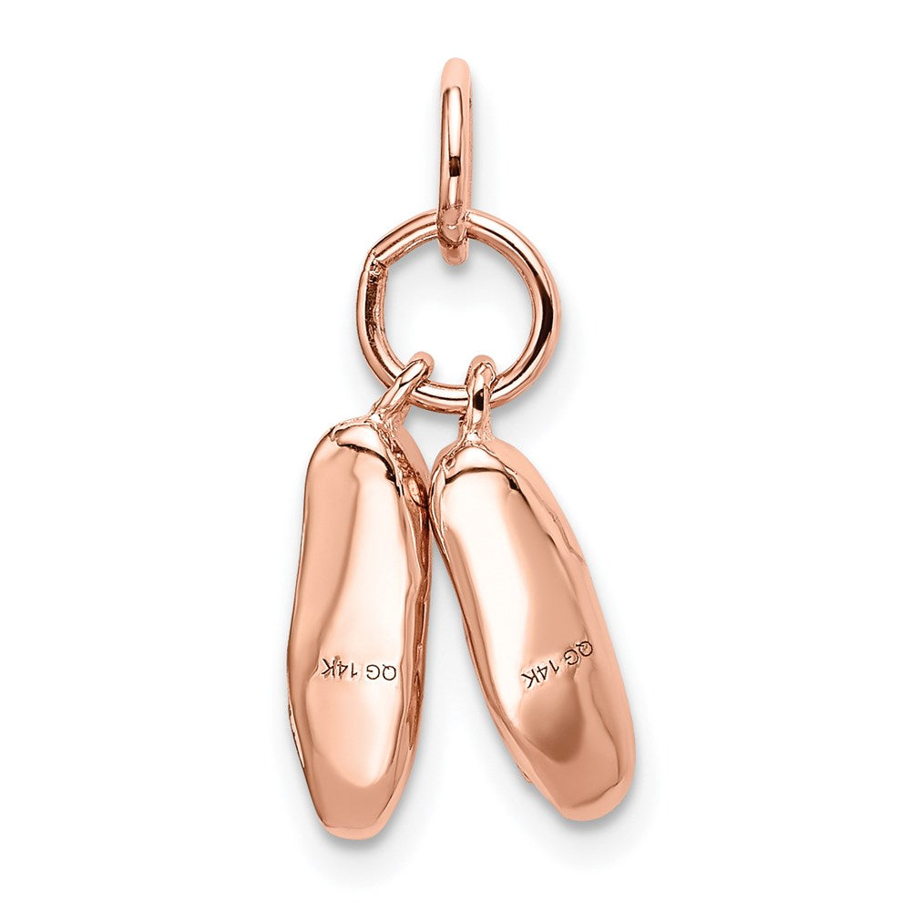 14K Rose Gold Polished 3-D Moveable Ballet Slippers Charm