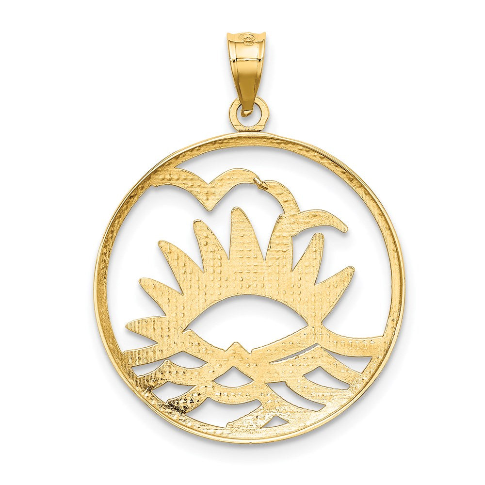 14K /Rhodium Sunsetand Water In CircleCharm