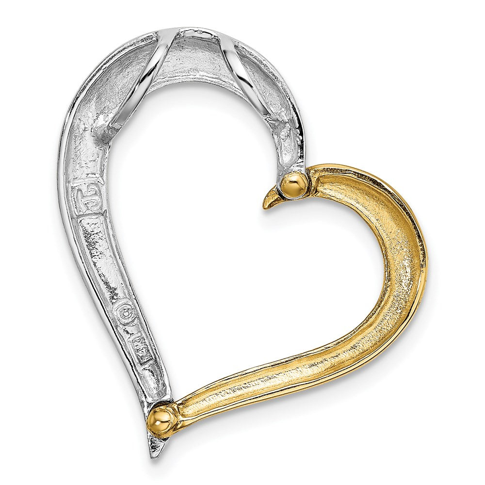 14k Two-tone Textured & Polished Heart Necklace