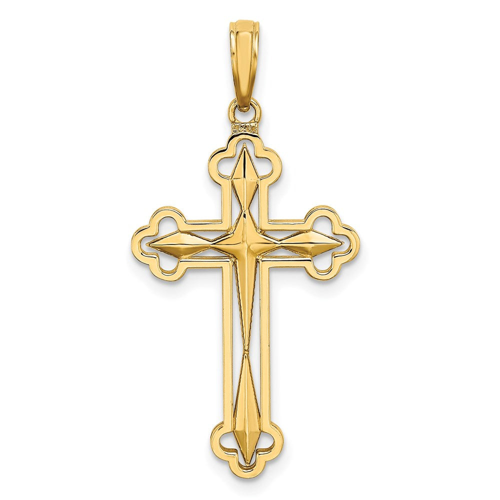 14K W/ Rhodium D/C Reversible Cross Charm