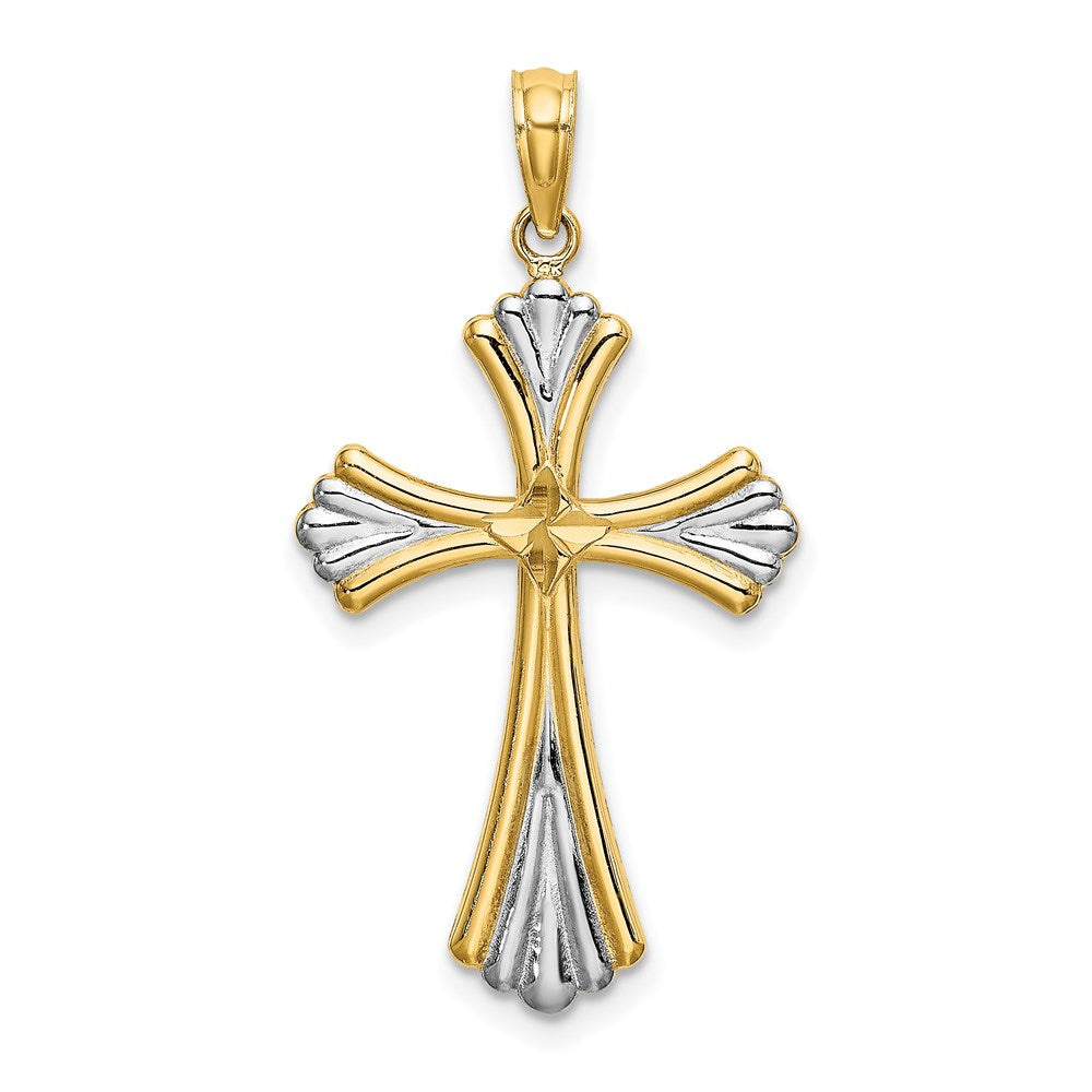 14K w/Rhodium and D/C Reversible Cross Charm