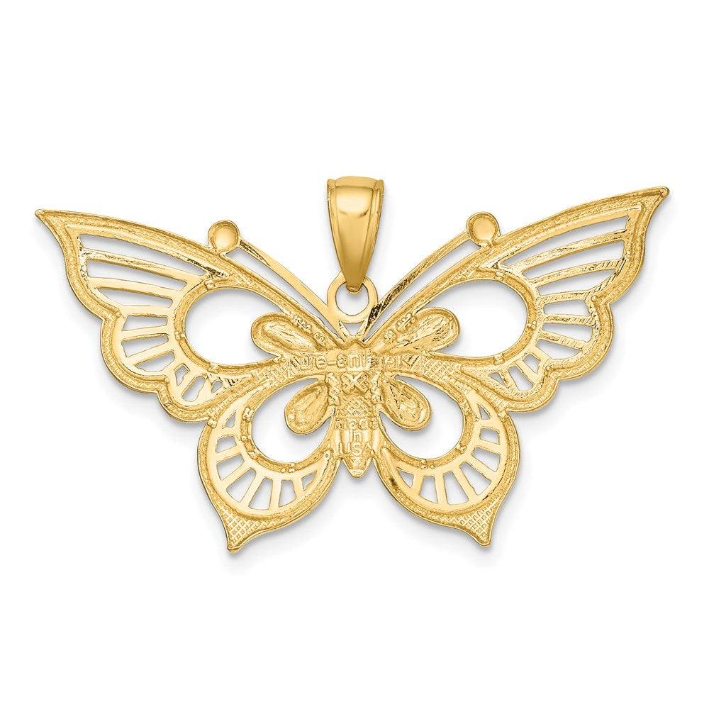 14k Two-tone Diamond-cut Butterfly Charm