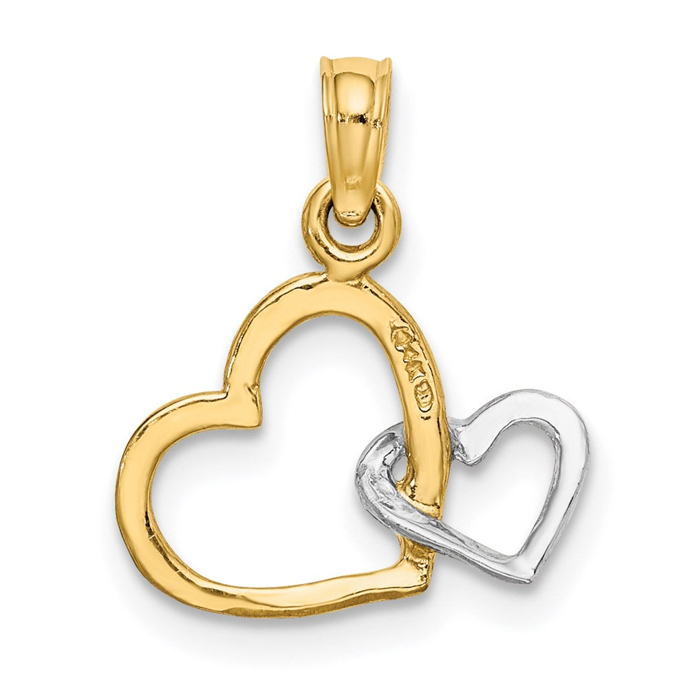 14k Two-Tone Polished Hearts Interwined Charm