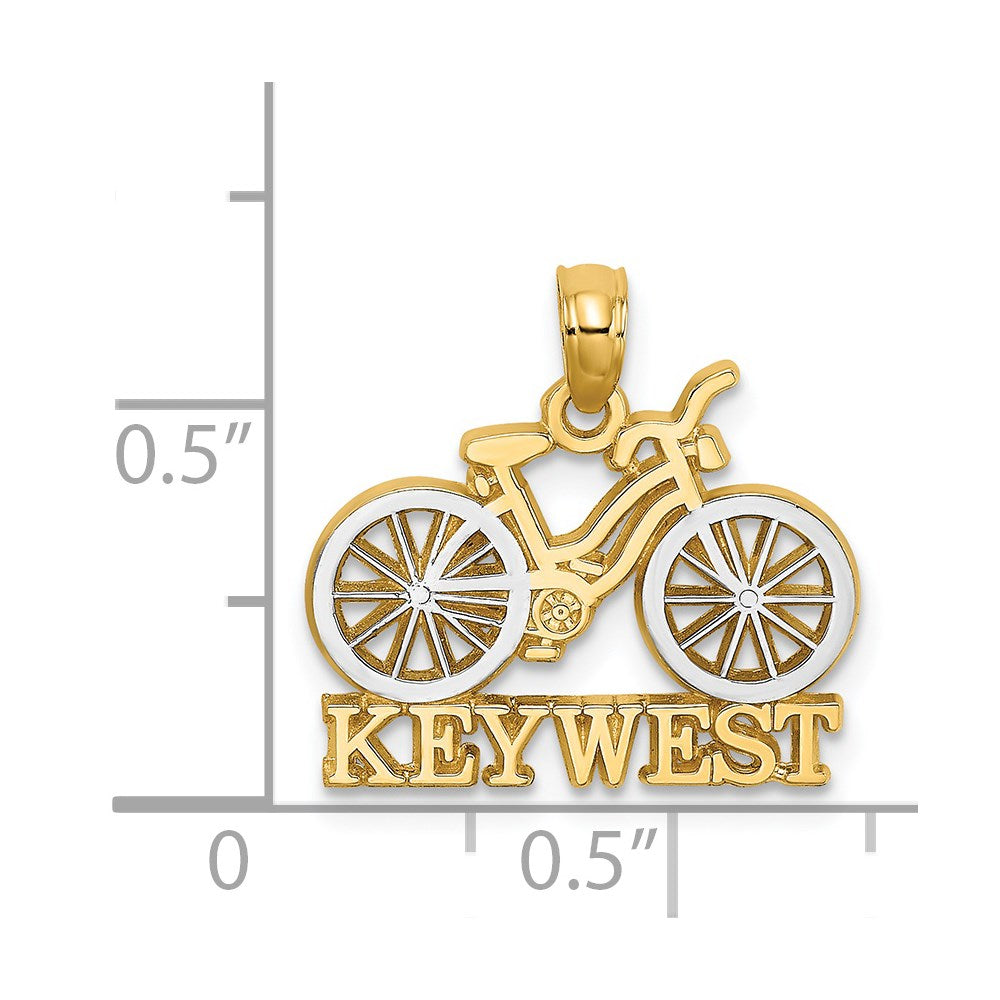 14k with White Rhodium KEY WEST Bicycle Charm