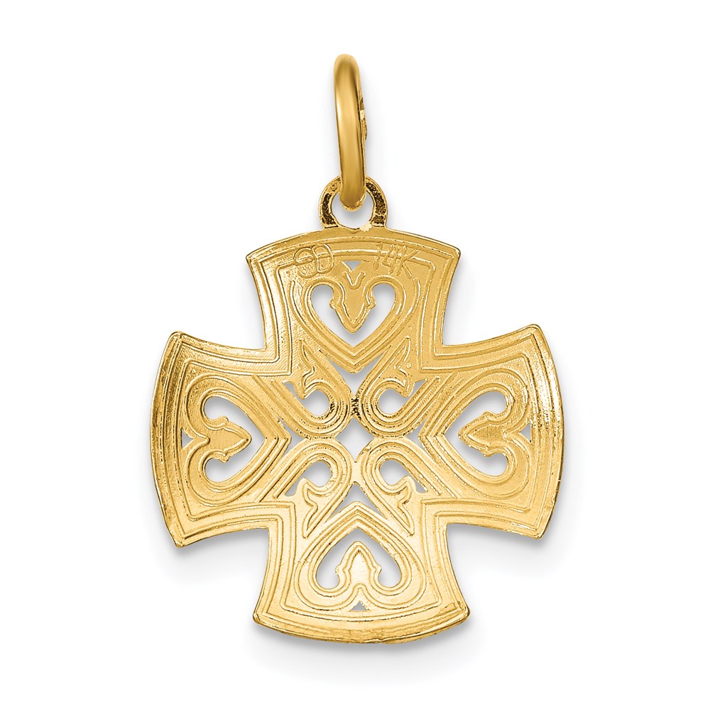 14K w/Rhodium Hearts and D/C Maltese Cross Charm