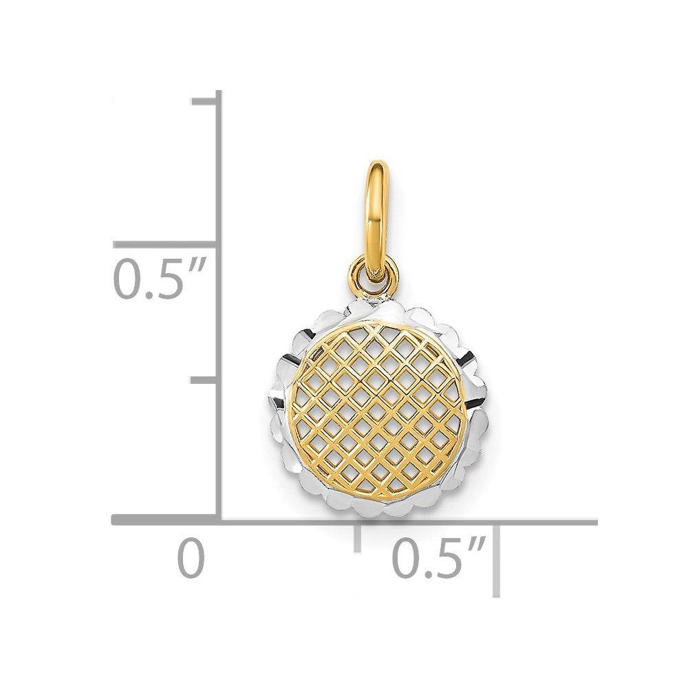 14K w/Rhodium D/C Mini Sunflower Charm